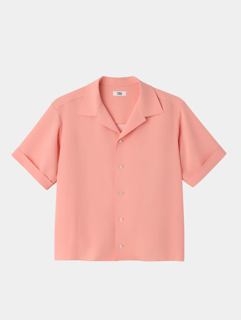 Open-collar Back Satin Shirt