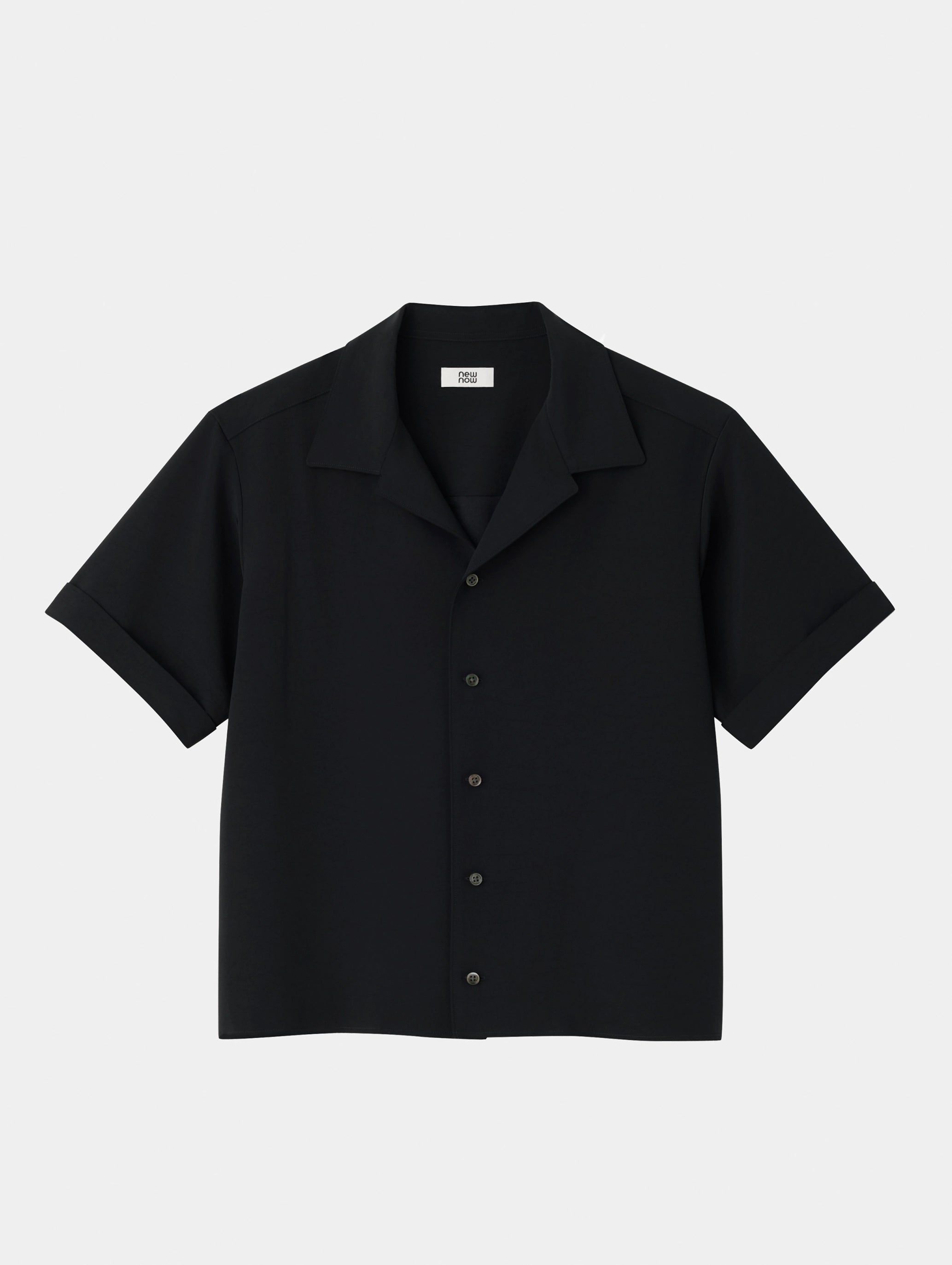 Open-collar Back Satin Shirt
