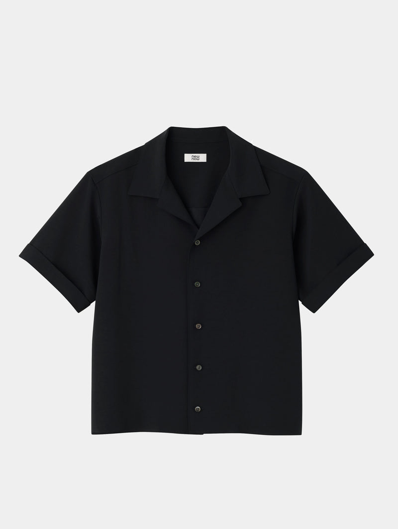 Open-collar Back Satin Shirt