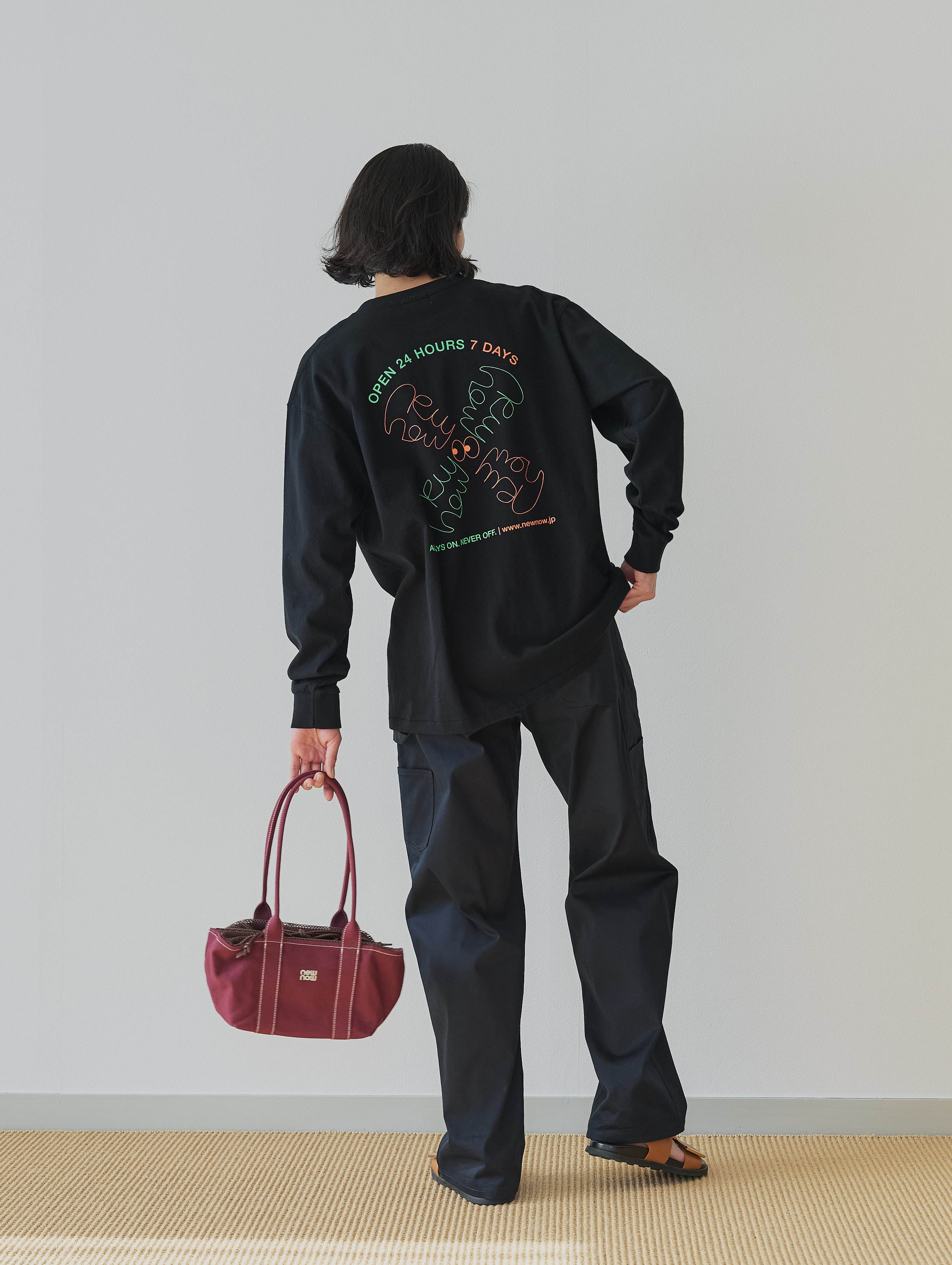 【one + one】24h On & Off Long Tee × Mesh & Canvas Bag