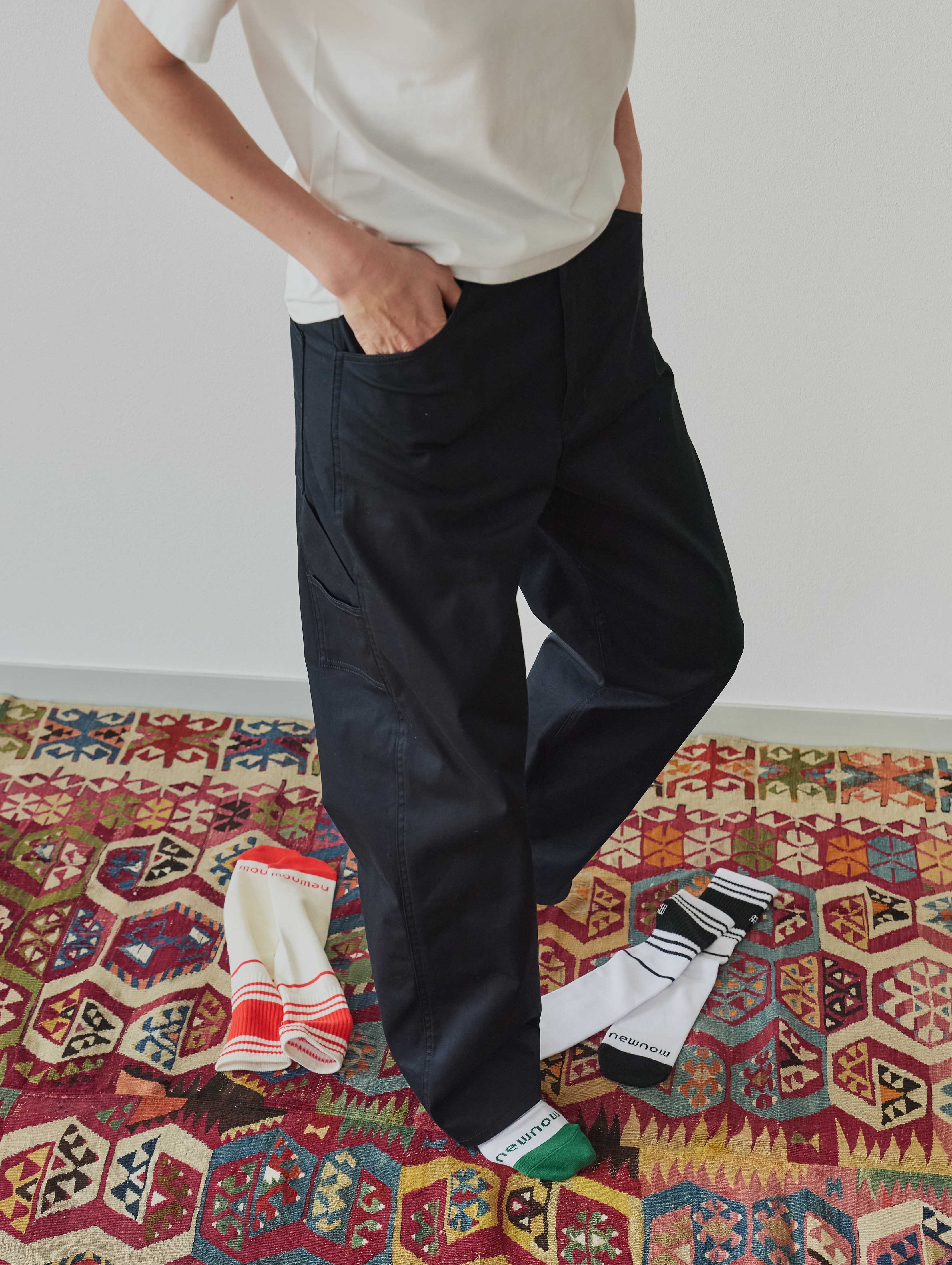 【one + one】Painter Pants × Multiline Tube Socks