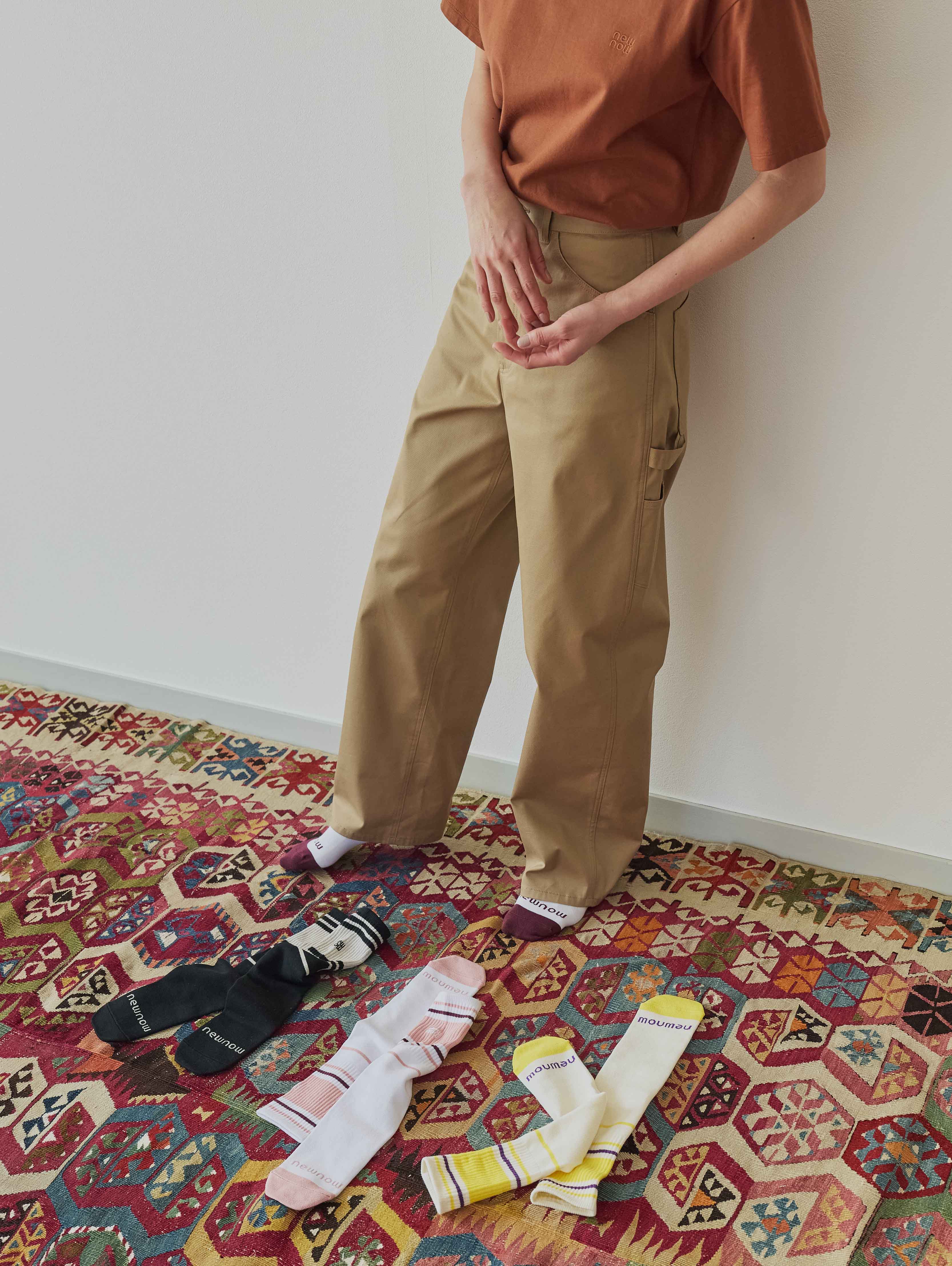 【one + one】Painter Pants × Multiline Tube Socks