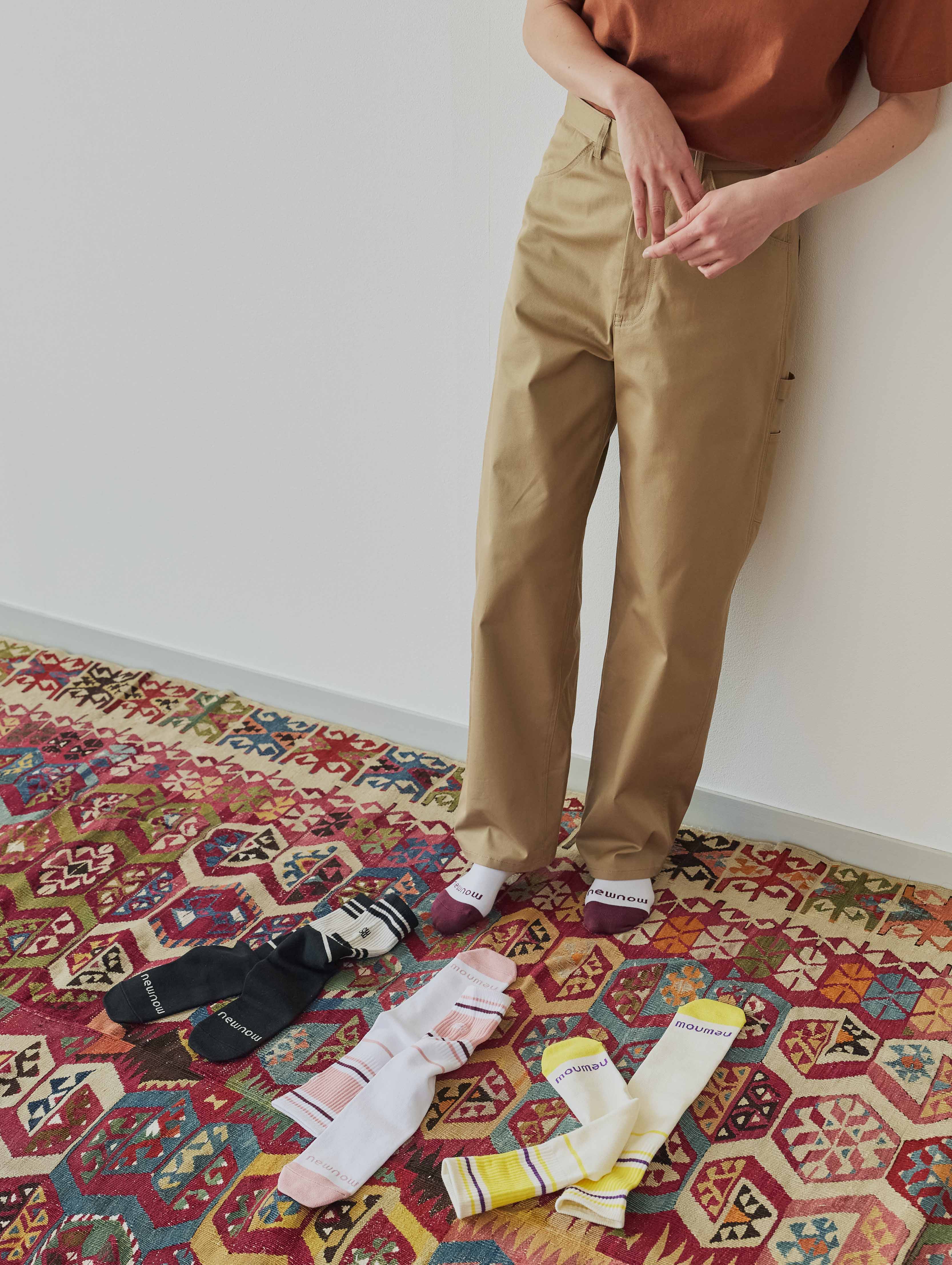 【one + one】Painter Pants × Multiline Tube Socks