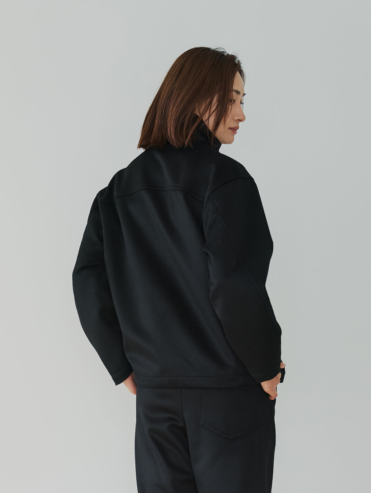 WOOL CASHMIRE STAND COLLAR BLOUSON