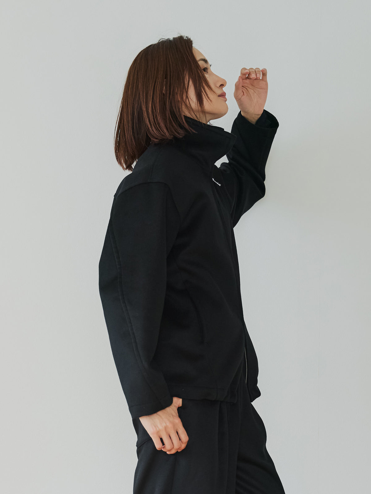 WOOL CASHMIRE STAND COLLAR BLOUSON