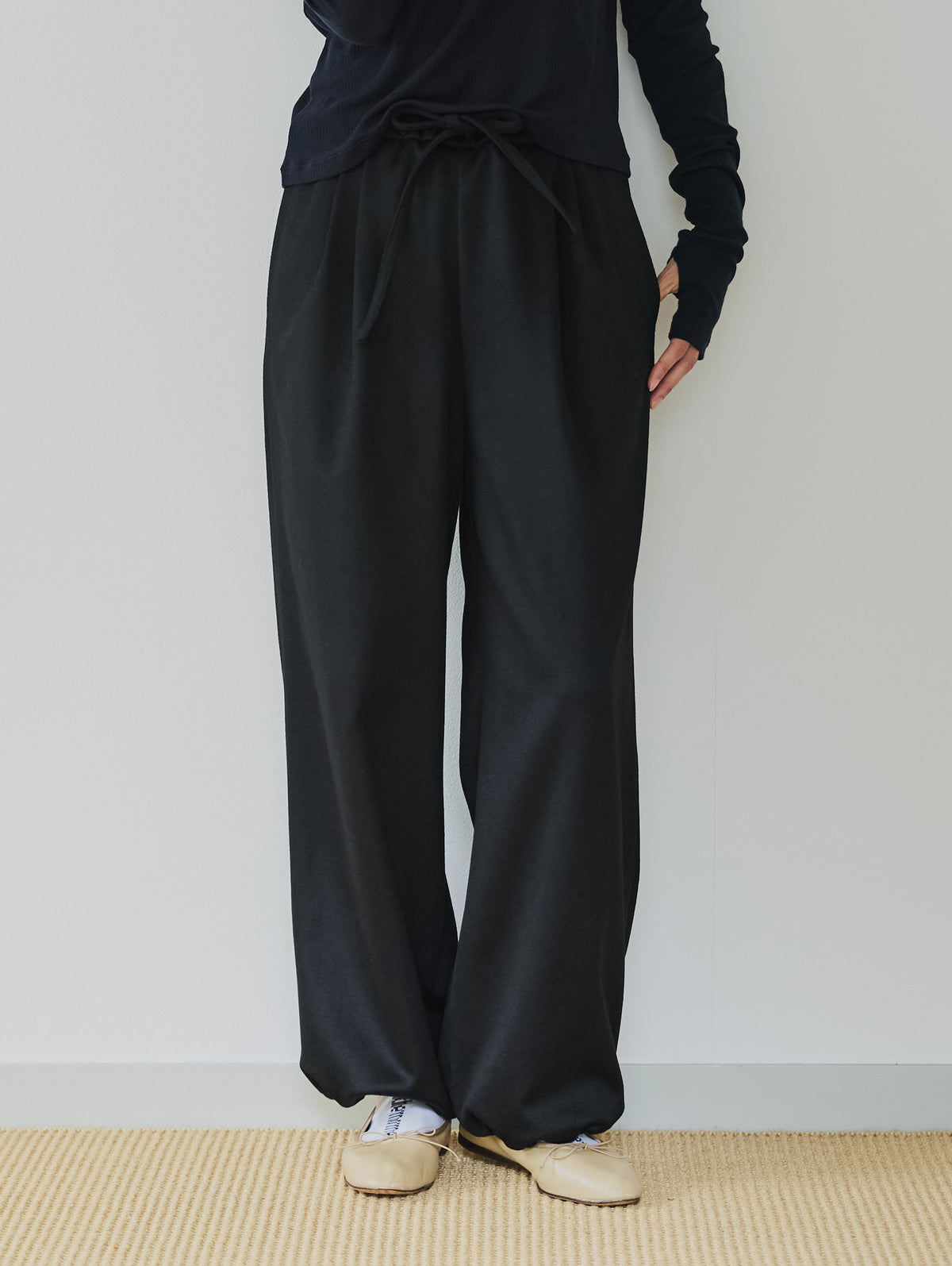 WOOL CASHMIRE DRAW CORD PANTS