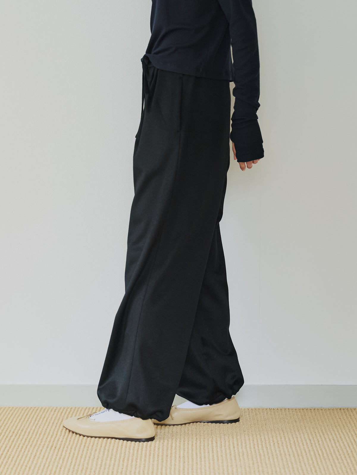 WOOL CASHMIRE DRAW CORD PANTS