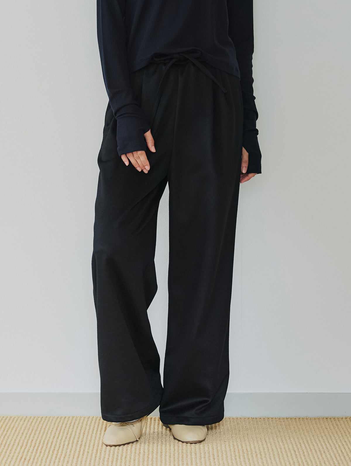 WOOL CASHMIRE DRAW CORD PANTS