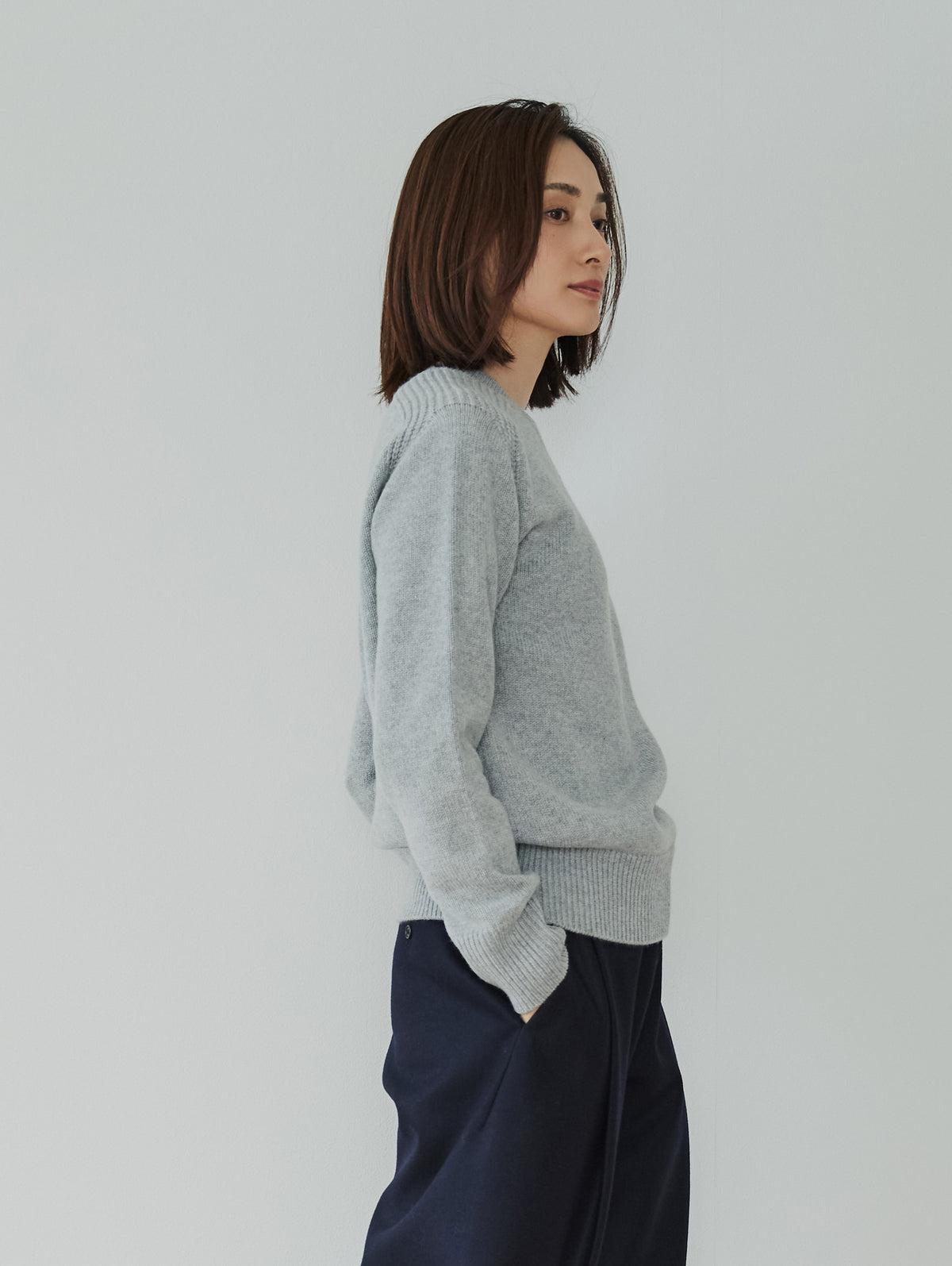 WOOL CASHMER V-NECK PULL KNIT
