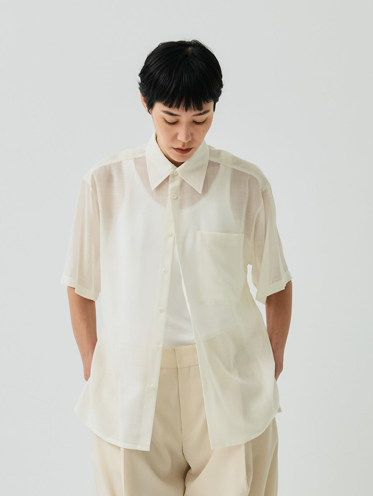 SOFT GAUZE SHEER S/S SHIRT