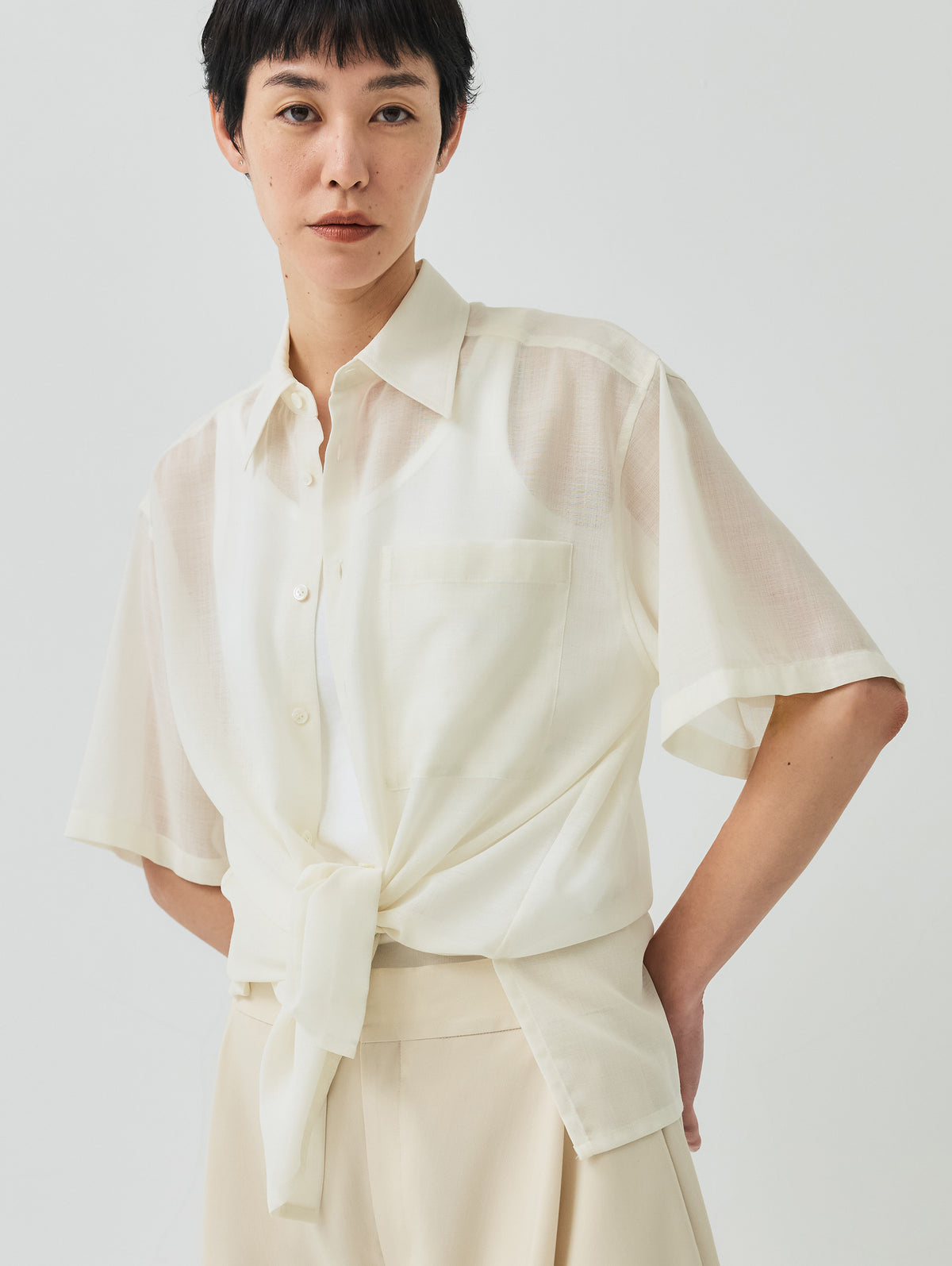 SOFT GAUZE SHEER S/S SHIRT