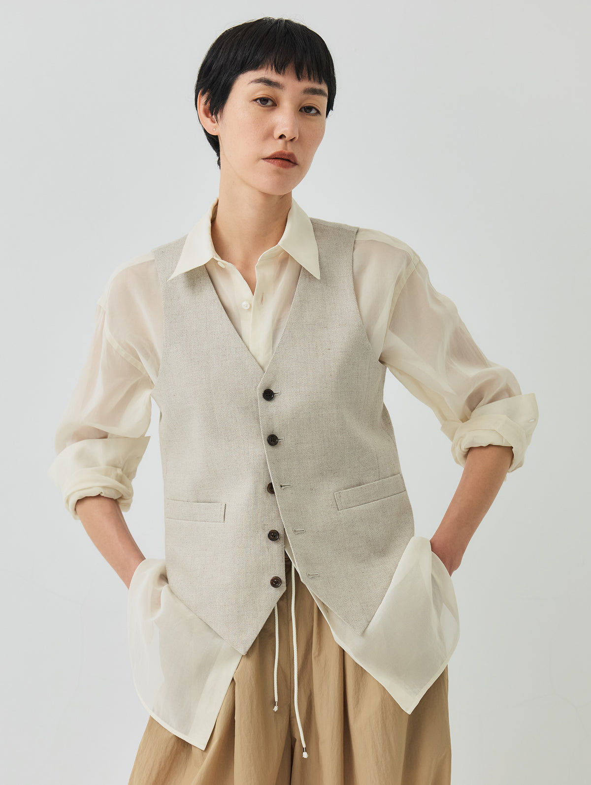 WASHABLE LINEN GILET