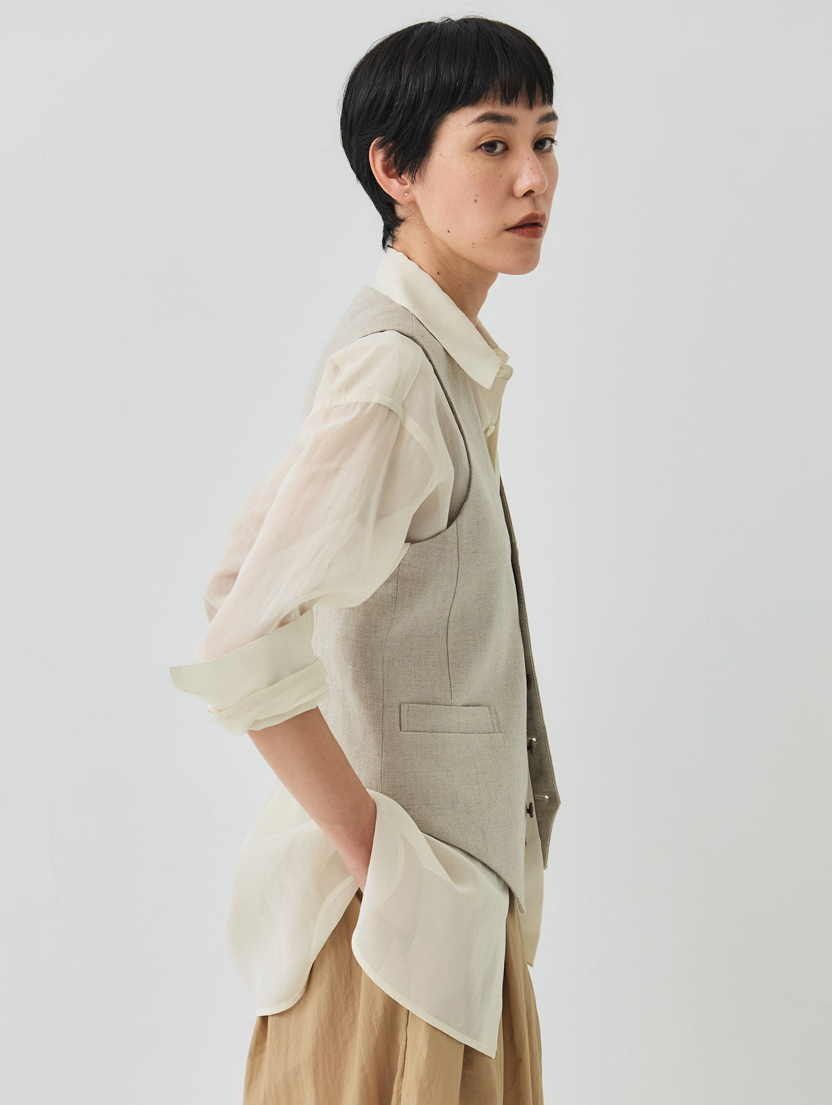WASHABLE LINEN GILET