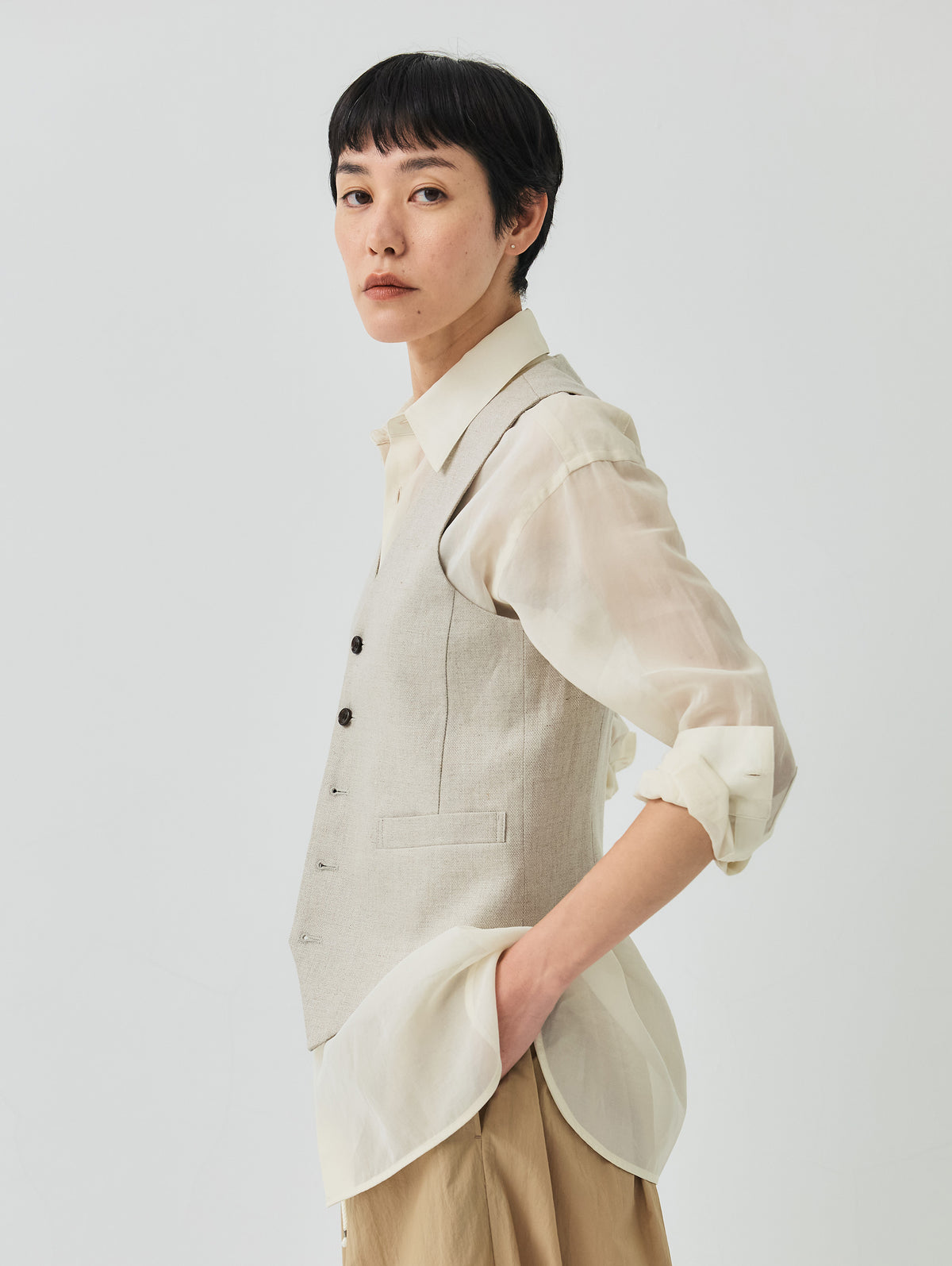 WASHABLE LINEN GILET