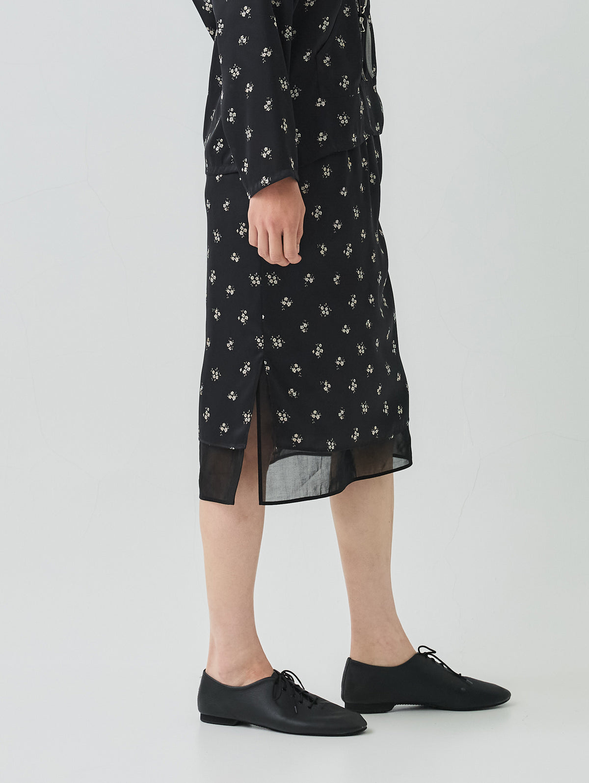 FLOWER PRINTED LAYERD SKIRT
