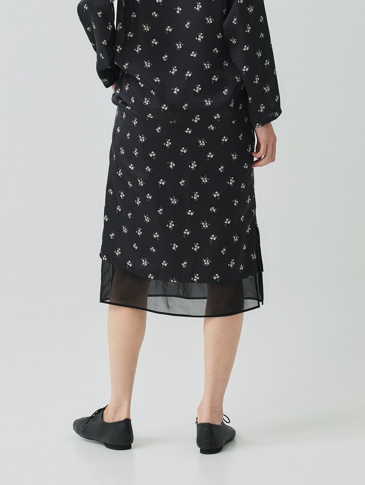FLOWER PRINTED LAYERD SKIRT