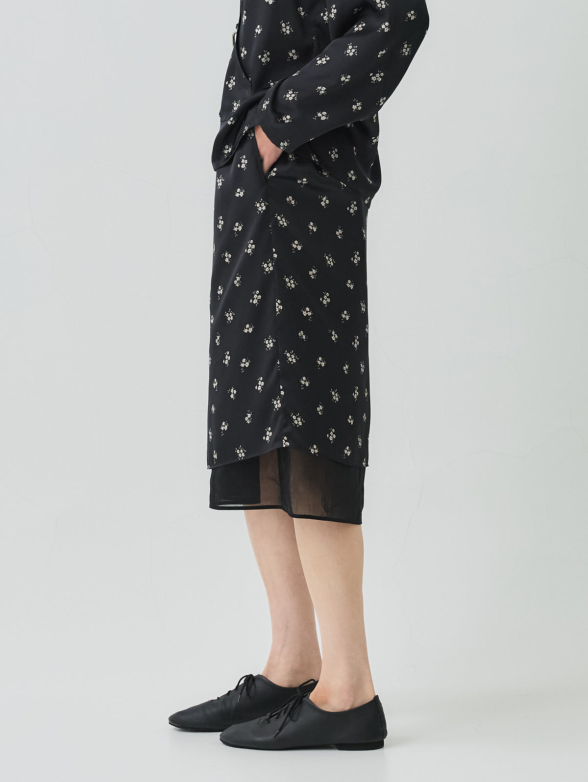 FLOWER PRINTED LAYERD SKIRT