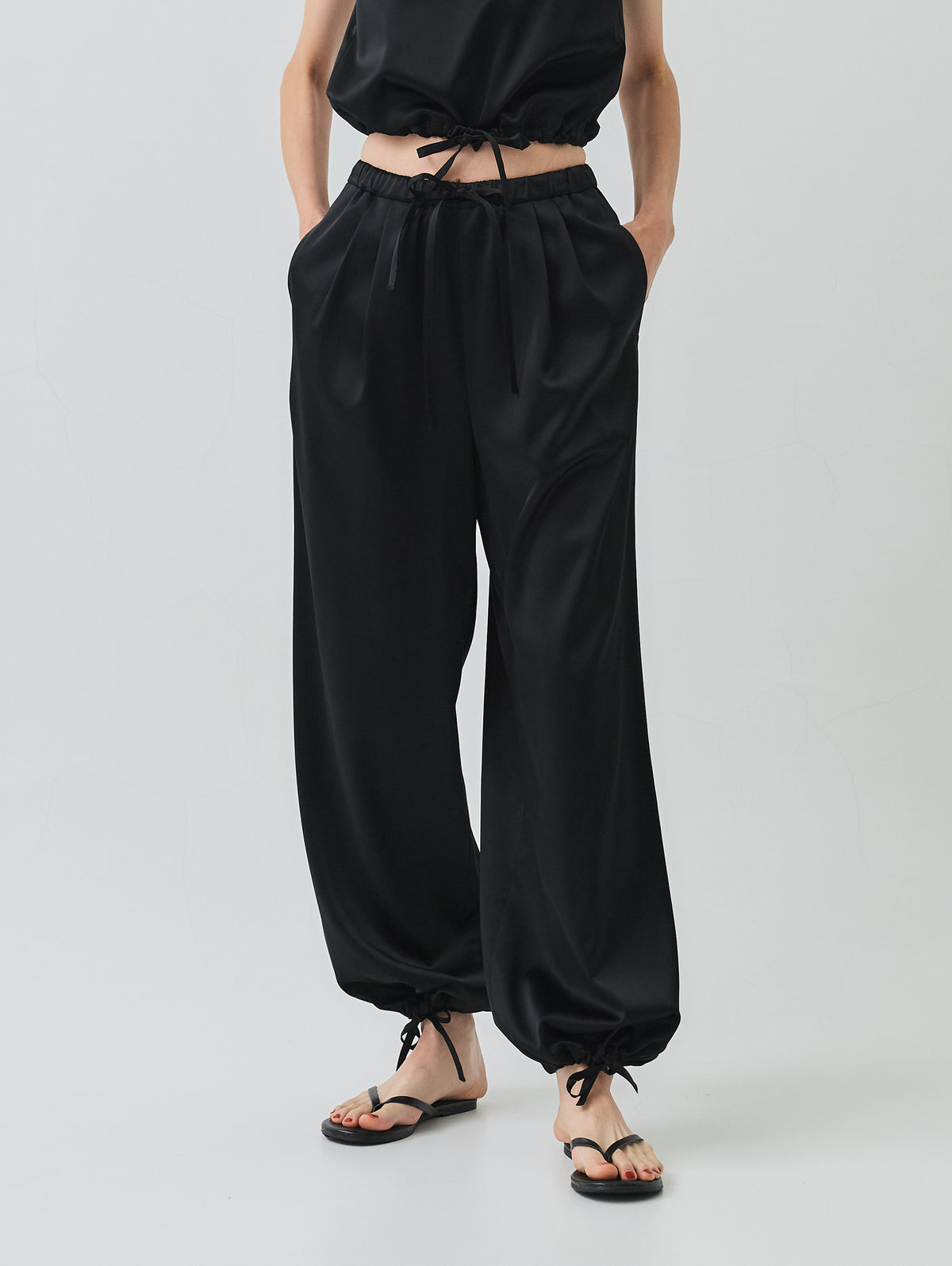 SATIN DRAW CORD PANTS