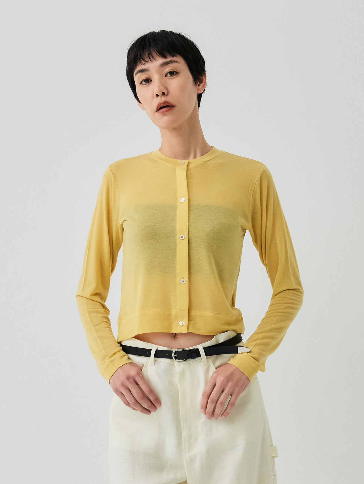 CASHMERE SILK CREWNECK CARDIGAN