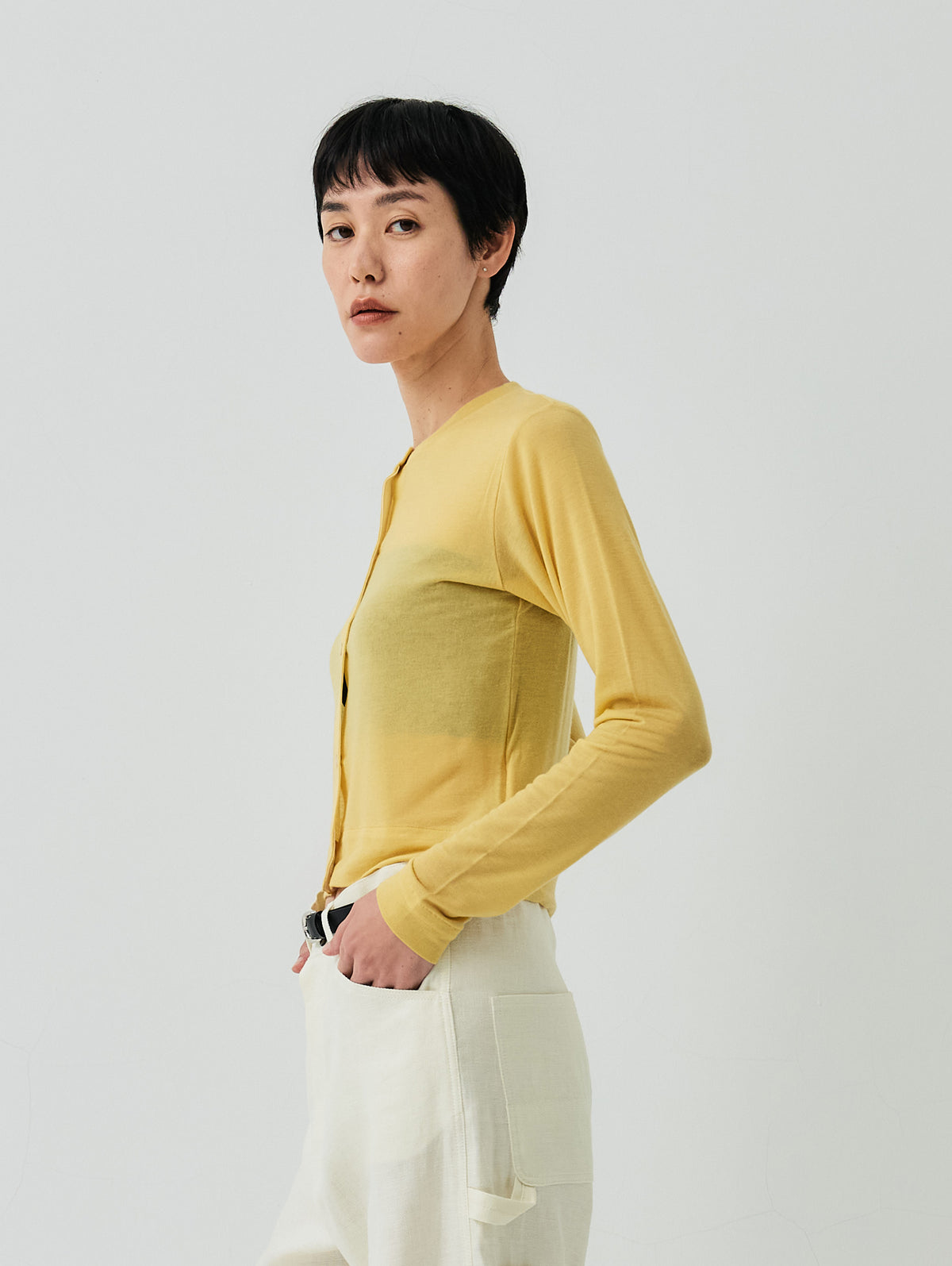 CASHMERE SILK CREWNECK CARDIGAN