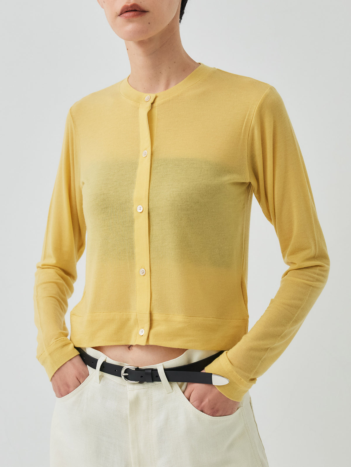 CASHMERE SILK CREWNECK CARDIGAN