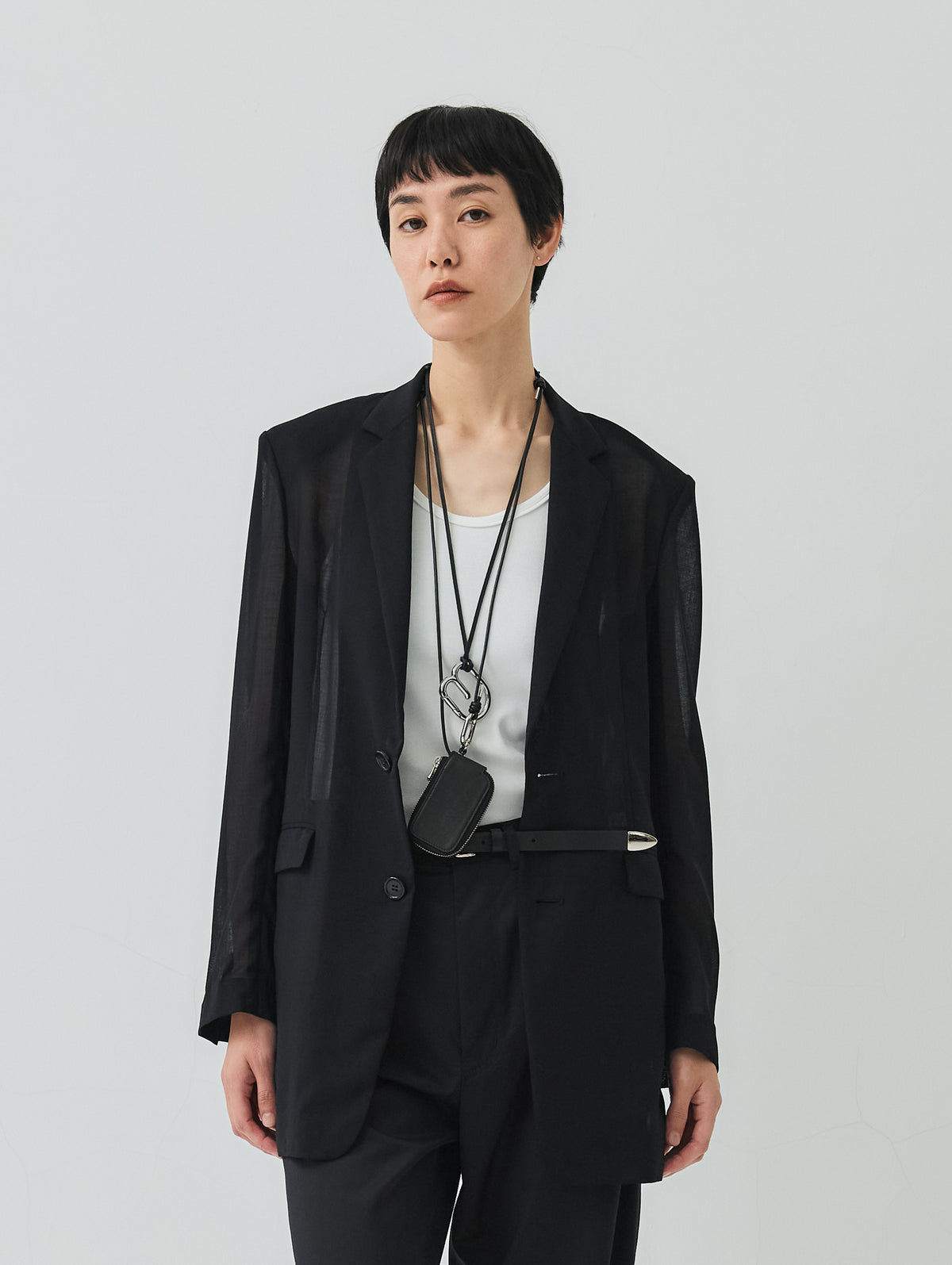SOFT GAUZE SHEER TAILORED JACKET