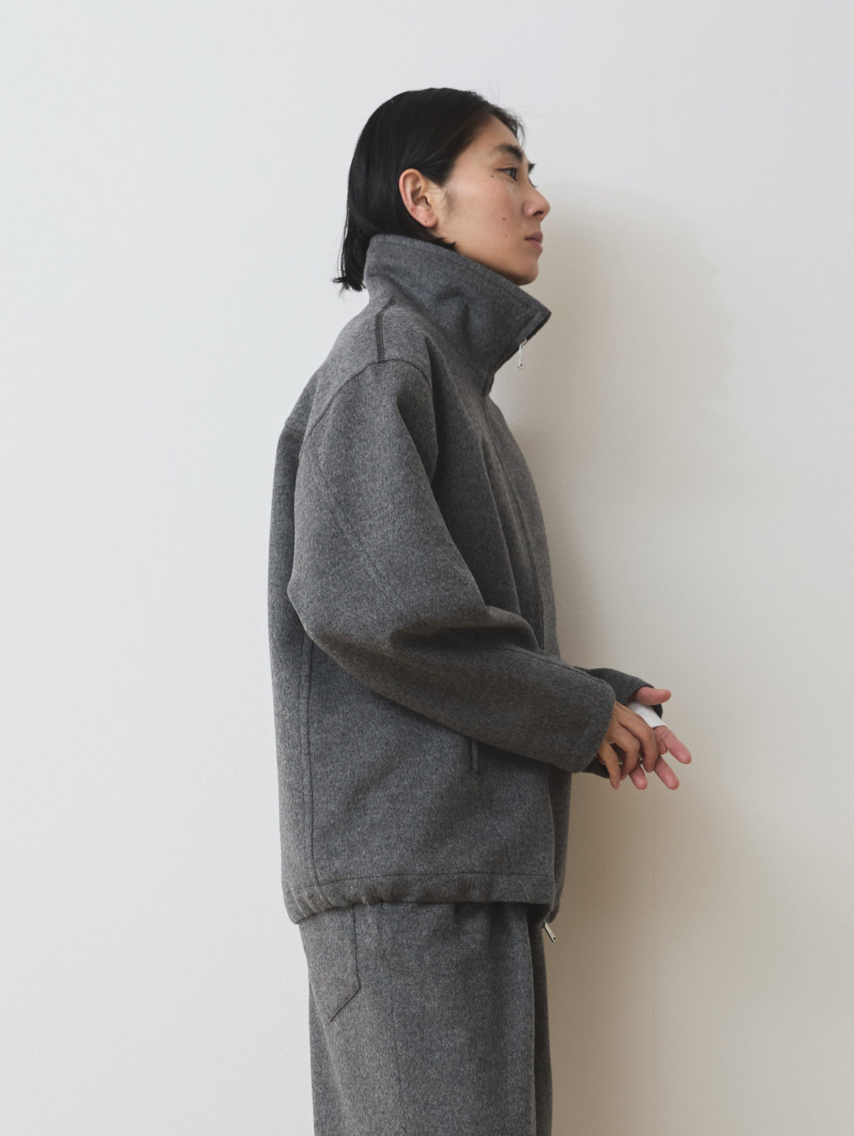 WOOL CASHMIRE STAND COLLAR BLOUSON
