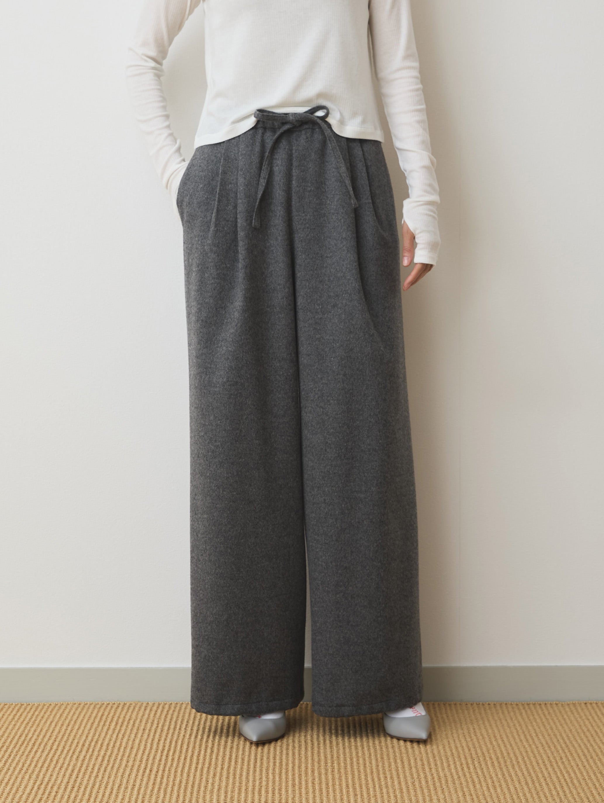 WOOL CASHMIRE DRAW CORD PANTS