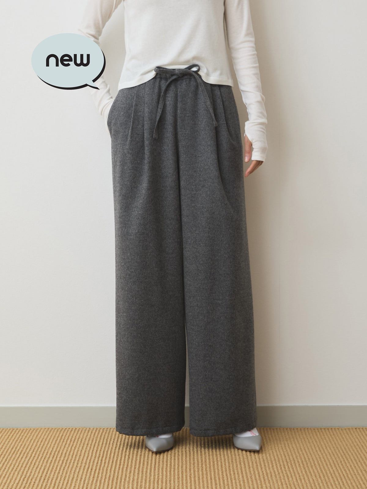 WOOL CASHMIRE DRAW CORD PANTS