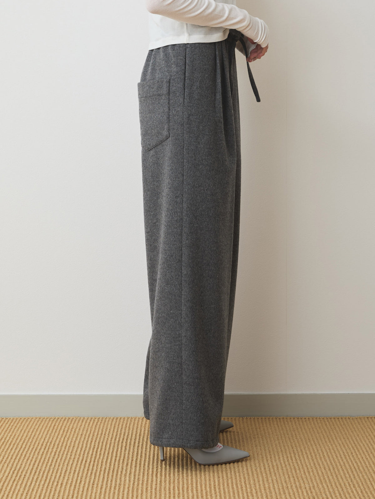 WOOL CASHMIRE DRAW CORD PANTS
