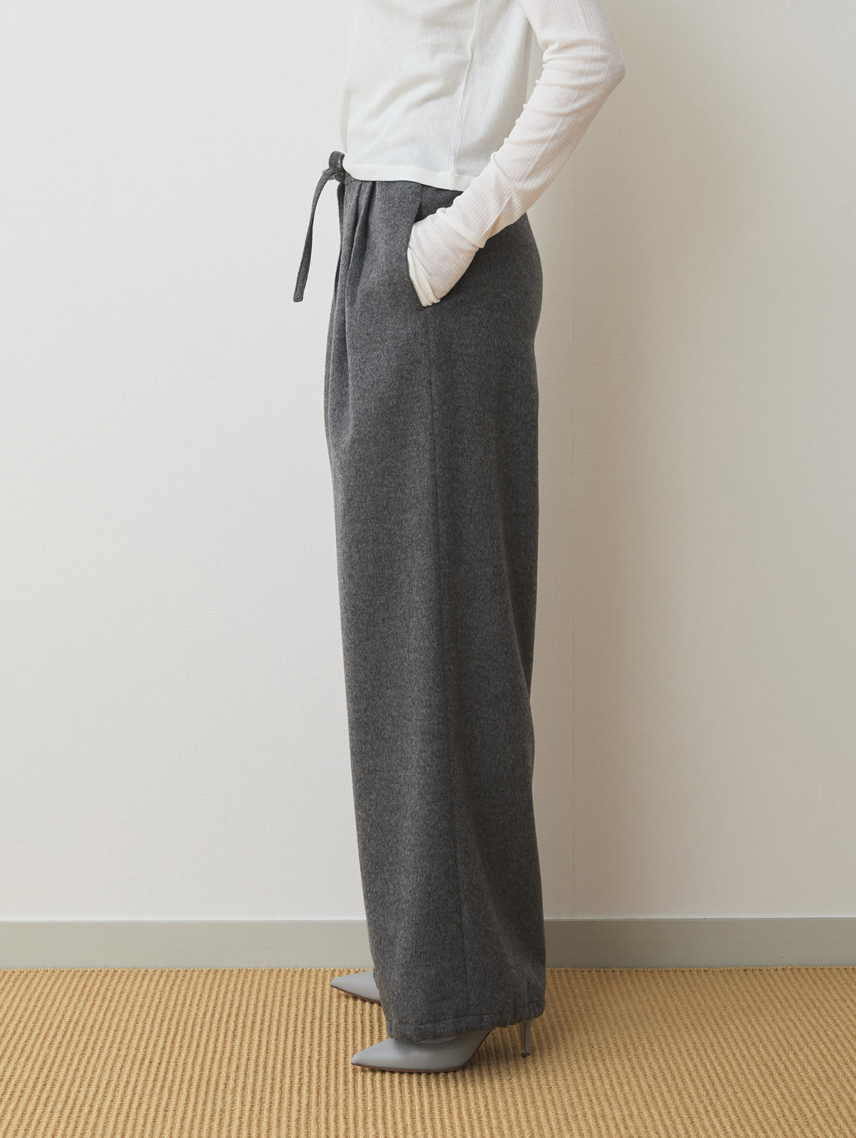 WOOL CASHMIRE DRAW CORD PANTS
