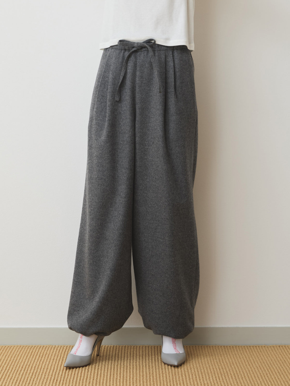 WOOL CASHMIRE DRAW CORD PANTS