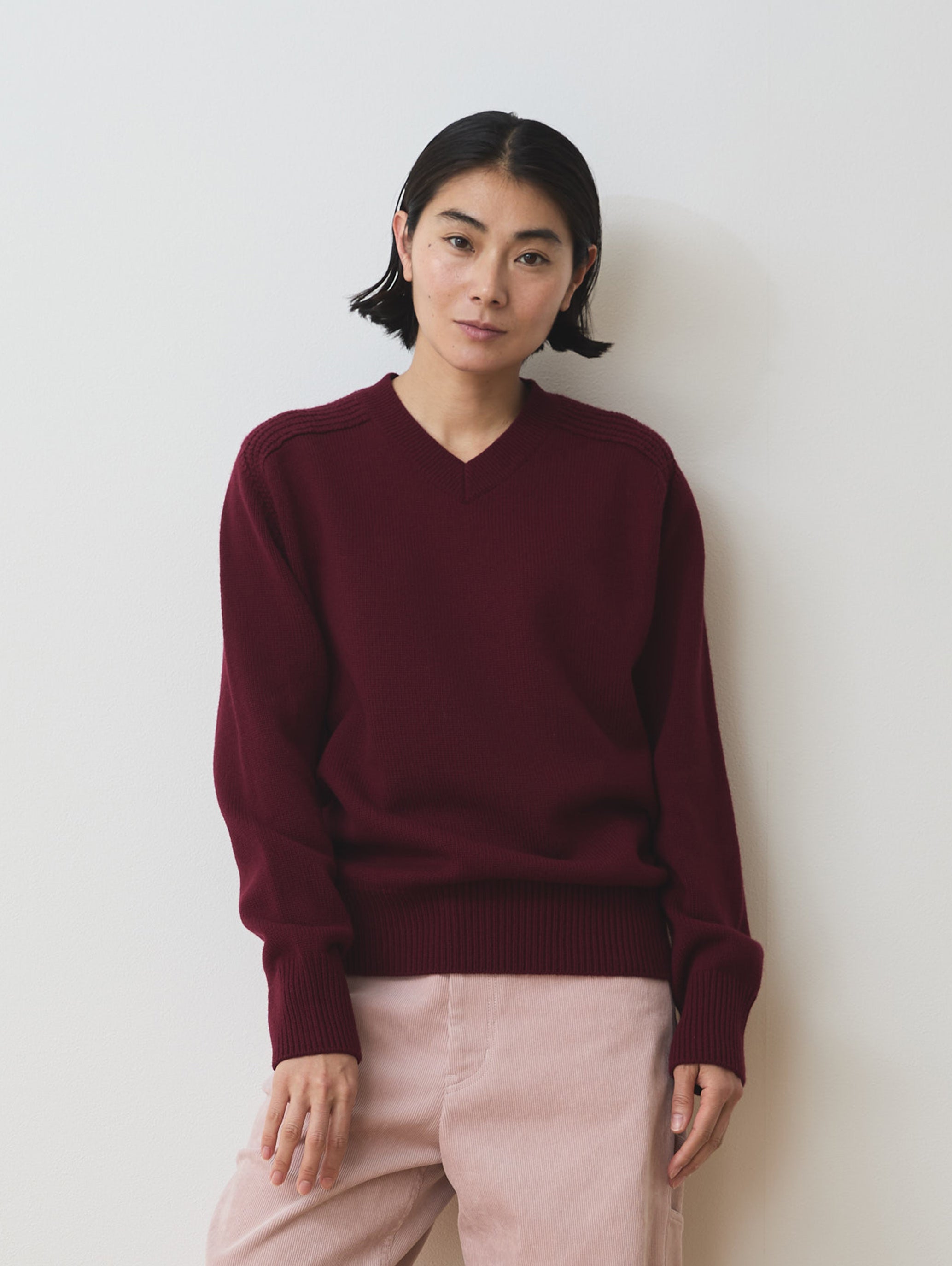 WOOL CASHMER V-NECK PULL KNIT