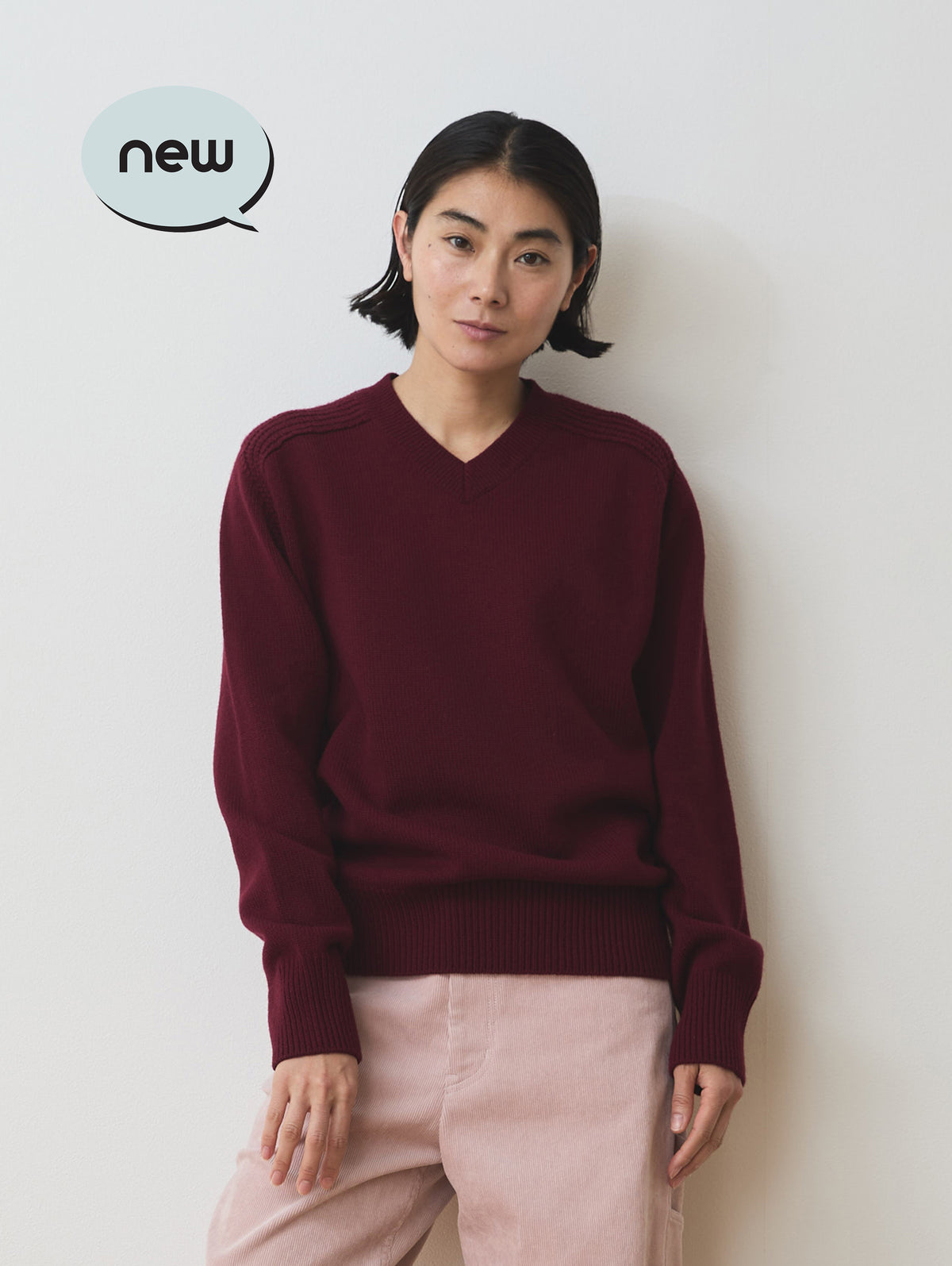 WOOL CASHMER V-NECK PULL KNIT