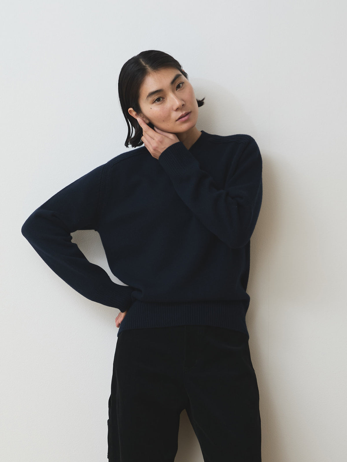 WOOL CASHMER V-NECK PULL KNIT