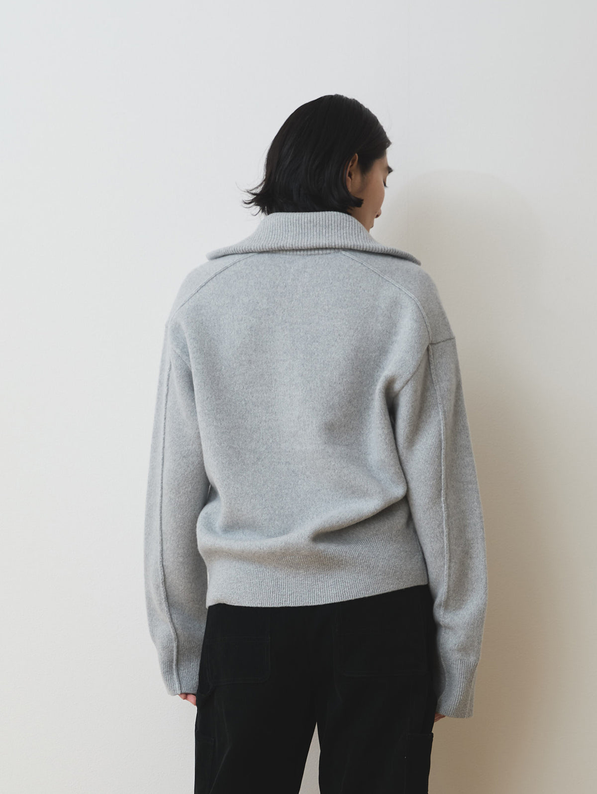 WOOL CASHMER HALF ZIP PULL KNIT