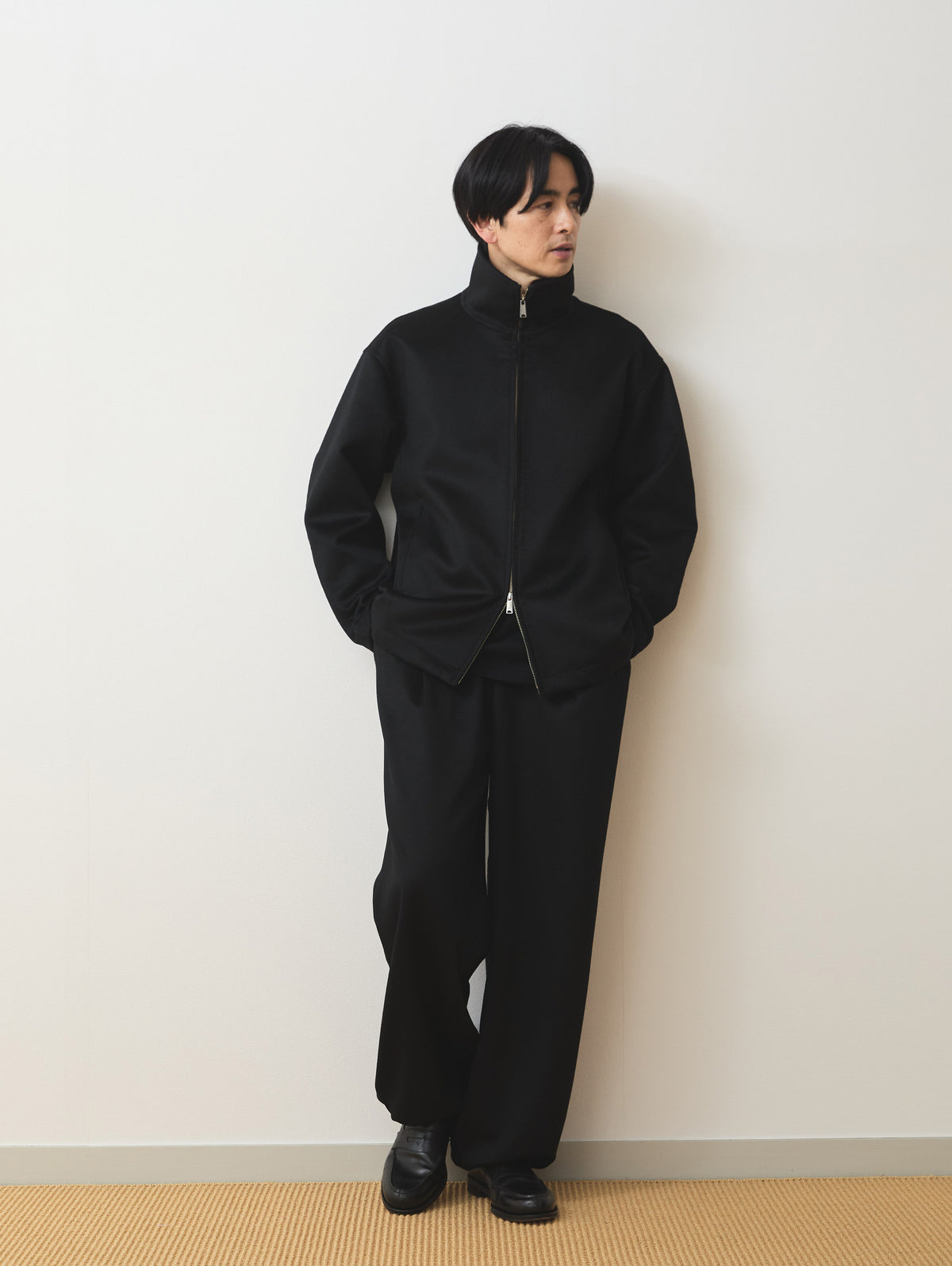 WOOL CASHMIRE STAND COLLAR BLOUSON